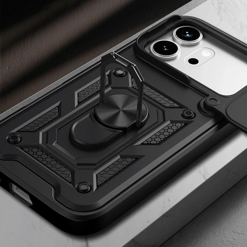 Honor 600 Pro 5G Kılıf Magnetik Standlı Kamera Korumalı Zore Sürgülü Vega Kapak