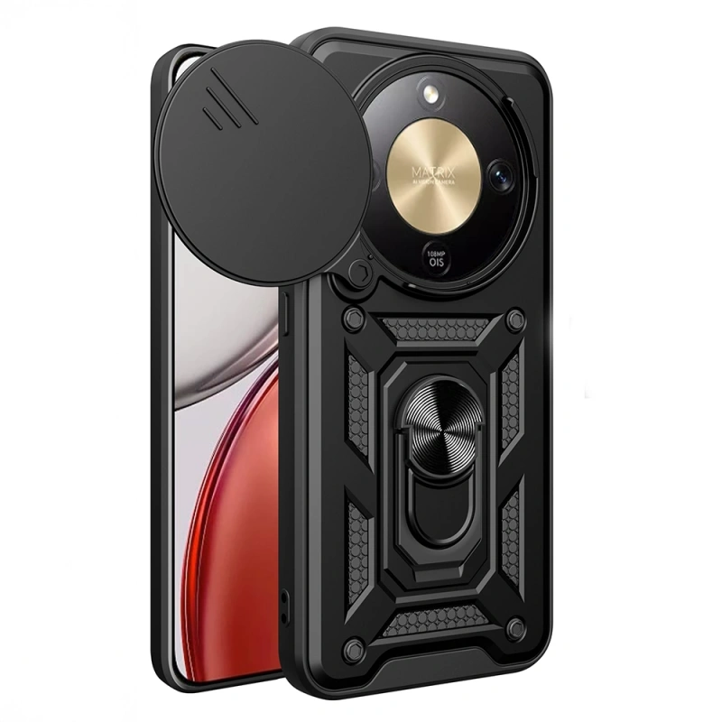 Honor Magic 8 Lite 5G Kılıf Magnetik Standlı Kamera Korumalı Zore Sürgülü Vega Kapak