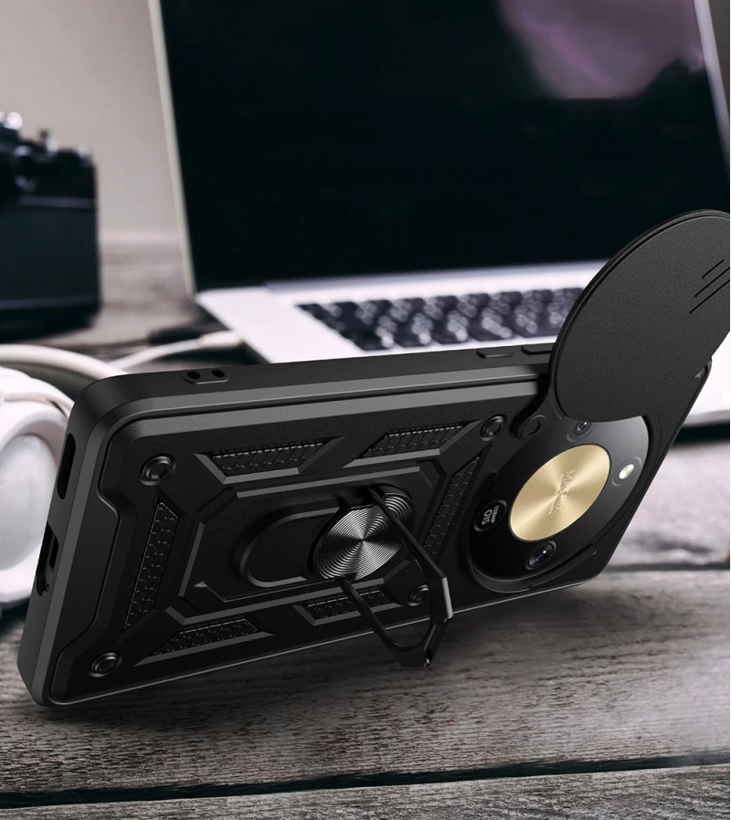 Honor Magic 8 Lite 5G Kılıf Magnetik Standlı Kamera Korumalı Zore Sürgülü Vega Kapak