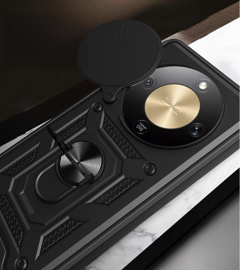 Honor Magic 8 Lite 5G Kılıf Magnetik Standlı Kamera Korumalı Zore Sürgülü Vega Kapak