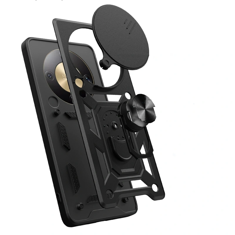 Honor Magic 8 Lite 5G Kılıf Magnetik Standlı Kamera Korumalı Zore Sürgülü Vega Kapak