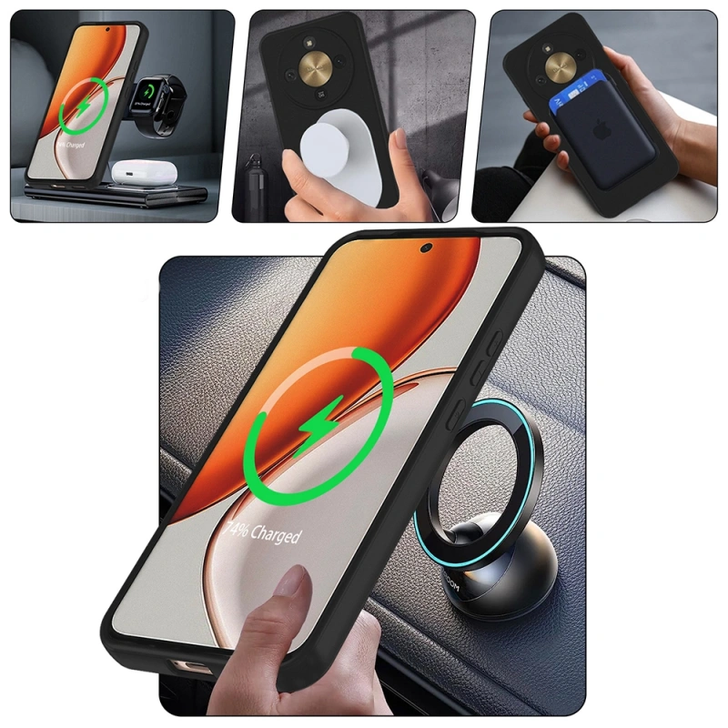 Honor X9D Kılıf M-safe Şarj Özellikli Standlı Zore Samara Kapak