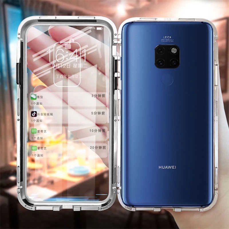 Huawei Mate 20 Pro Kılıf Zore Devrim Mıknatıslı Cam Kapak