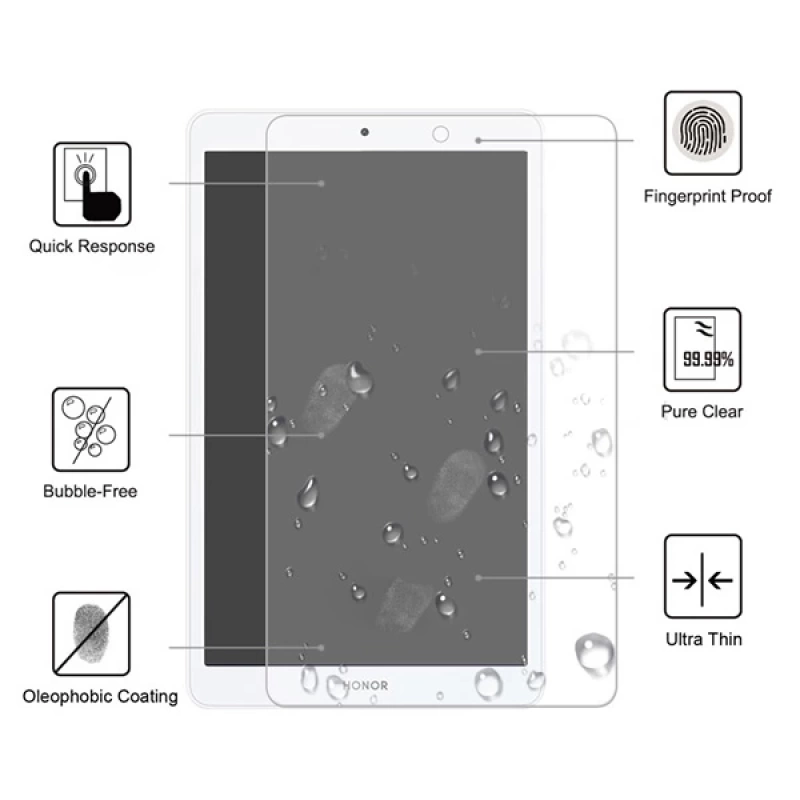 Huawei Mediapad M5 Lite 8.0 İnch Tempered Kırılmaz Cam Ekran Koruyucu