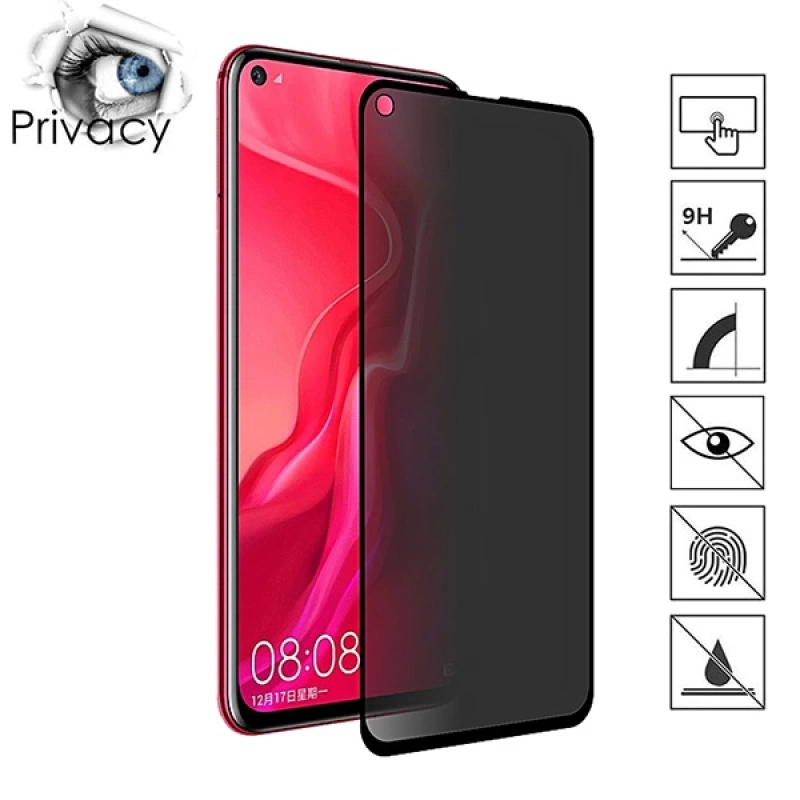 Huawei Nova 4,V20 3d Privacy Gizlilik 3d Full Kırılmaz Cam Koruyucu Anti-Spy