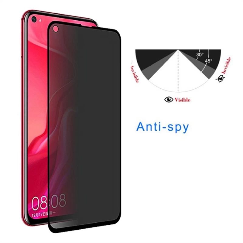 Huawei Nova 4,V20 3d Privacy Gizlilik 3d Full Kırılmaz Cam Koruyucu Anti-Spy