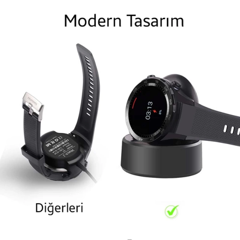 Huawei Watch 2 Gen Manyetik Şarj Cihazı Standlı