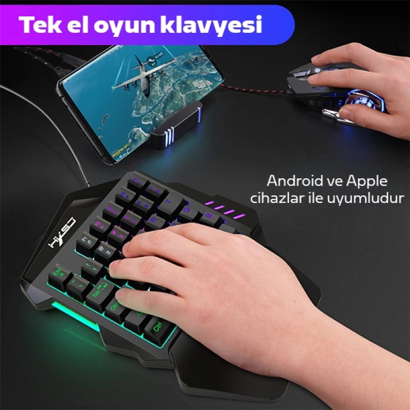 HXSJ V100+ A869 Gaming 7200 DPI 7  RGB ışıklı Oyuncu Klavye+Oyuncu Mouse