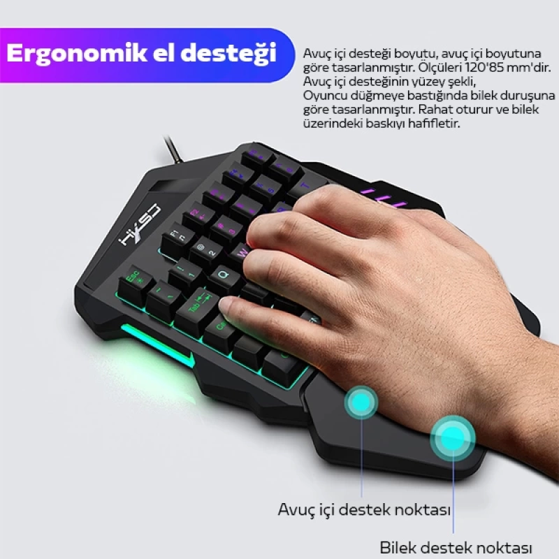 HXSJ V100+ A869 Gaming 7200 DPI 7  RGB ışıklı Oyuncu Klavye+Oyuncu Mouse