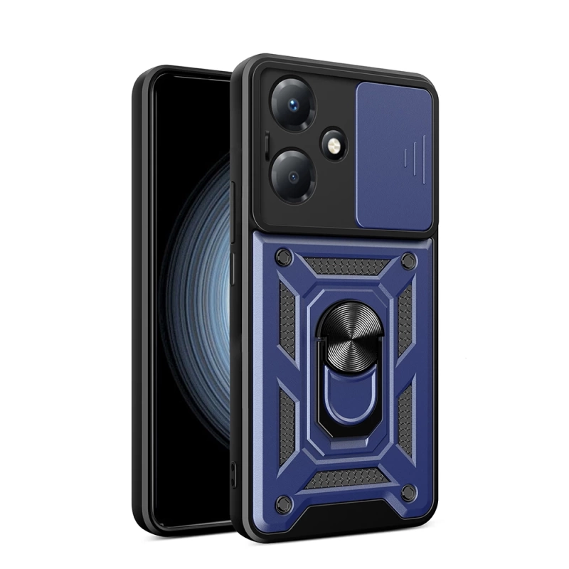 İnfinix Hot 30 Play Kılıf Magnetik Standlı Kamera Korumalı Zore Sürgülü Vega Kapak