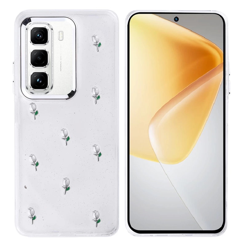 İnfinix Hot 50 Pro 4G Kılıf Airbag Tasarımlı Simli Şeffaf Zore Kutup Kapak