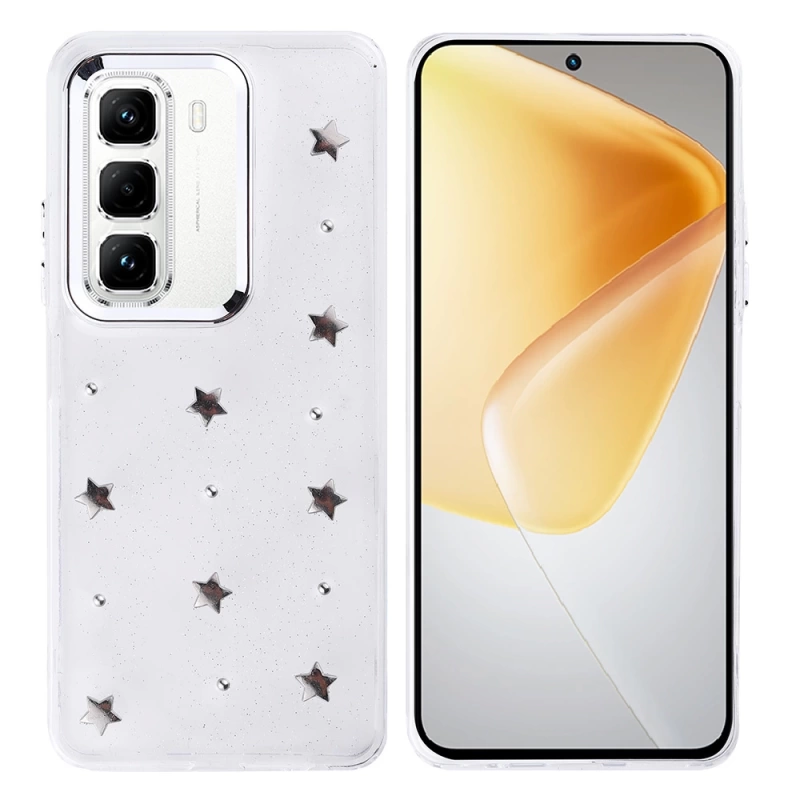 İnfinix Hot 50 Pro 4G Kılıf Airbag Tasarımlı Simli Şeffaf Zore Kutup Kapak