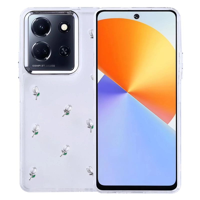 İnfinix Note 30 5G Kılıf Airbag Tasarımlı Simli Şeffaf Zore Kutup Kapak