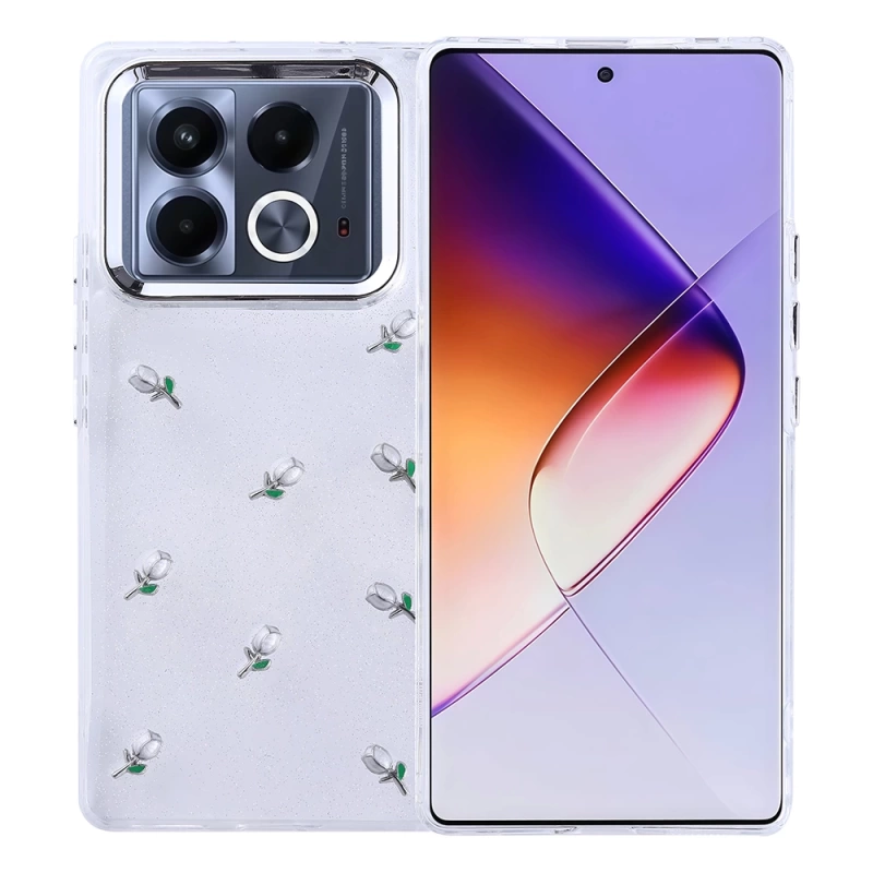 İnfinix Note 40 Pro Kılıf Airbag Tasarımlı Simli Şeffaf Zore Kutup Kapak