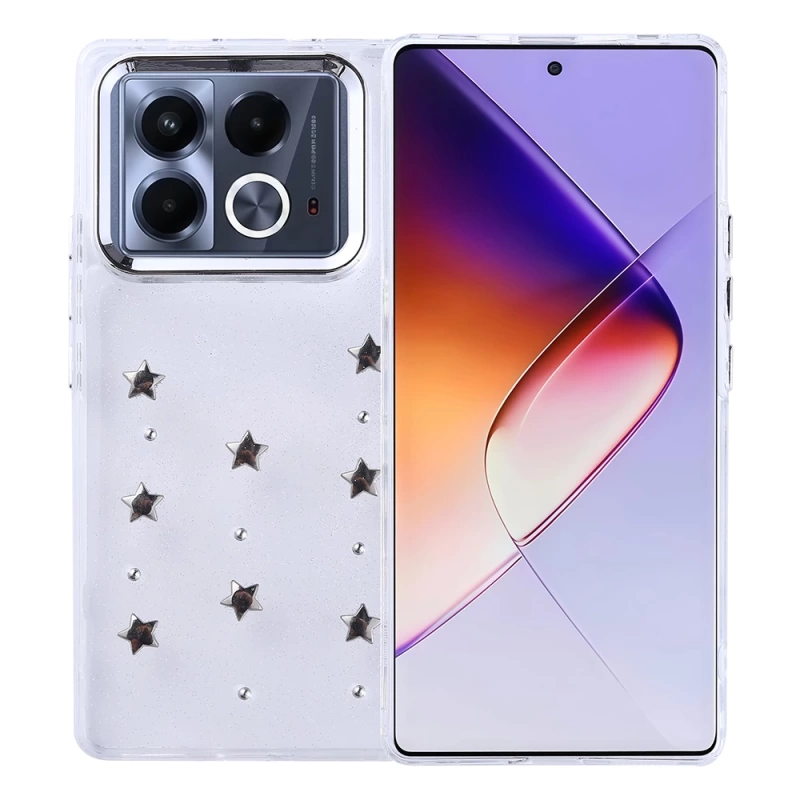 İnfinix Note 40 Pro Kılıf Airbag Tasarımlı Simli Şeffaf Zore Kutup Kapak