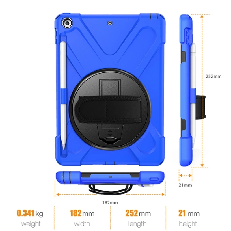 İPad 9.7,2017 İPad 9.7 2018 Kalem Yerli Standlı Zırh Kılıf-shockproof case