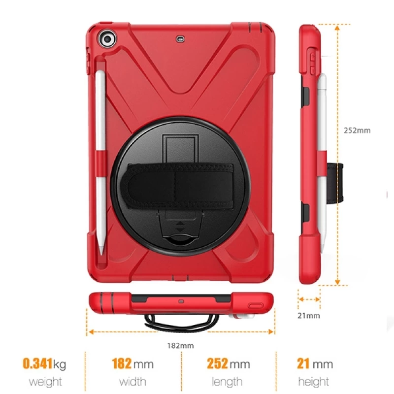 İPad 9.7,2017 İPad 9.7 2018 Kalem Yerli Standlı Zırh Kılıf-shockproof case