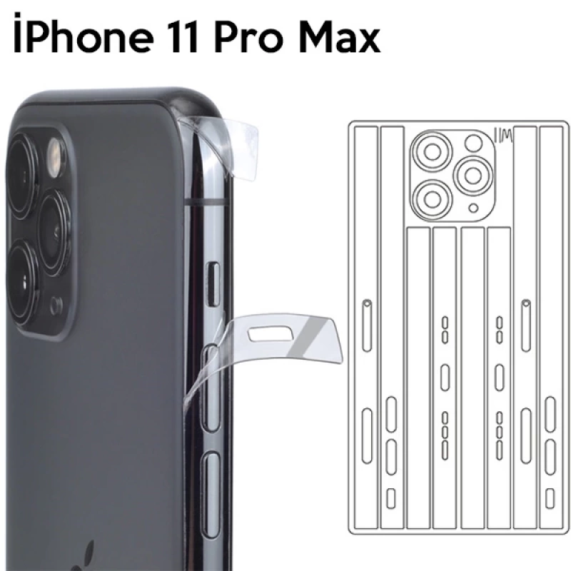 İPhone 11 Pro Max 6.5 Hidrojel Hayalet Yan Alt Üst Kamera Kaplama Film