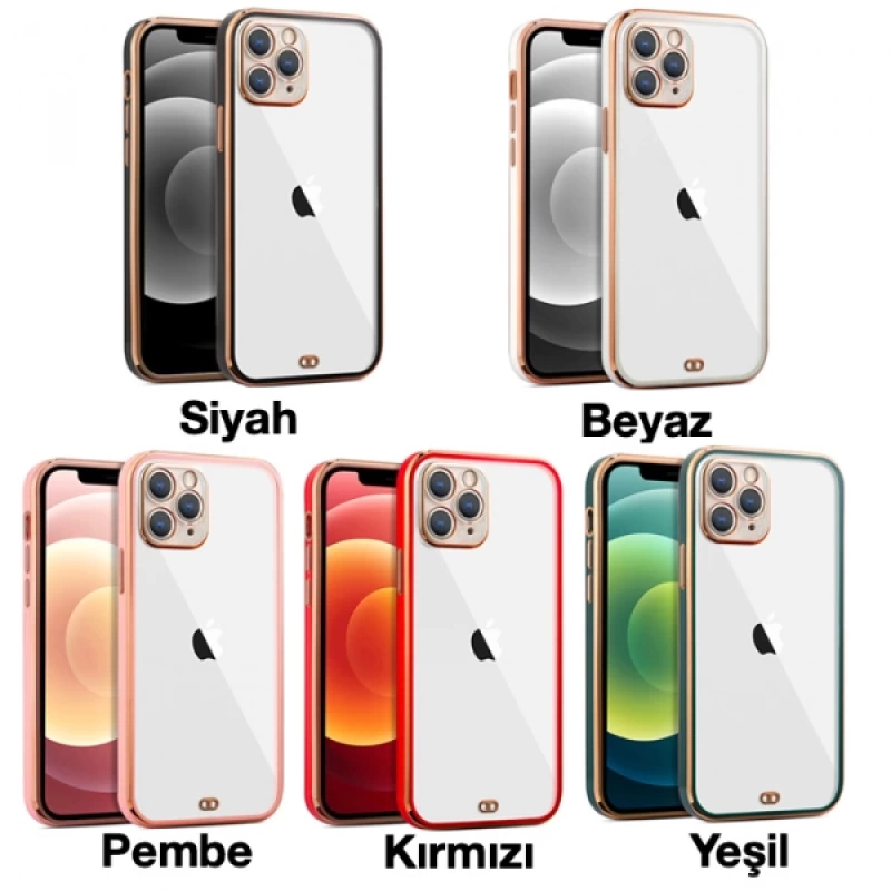 iPhone 11 Pro Max 6.5inç Gold Çerçeve Kamera Korumalı Bumper Kılıf