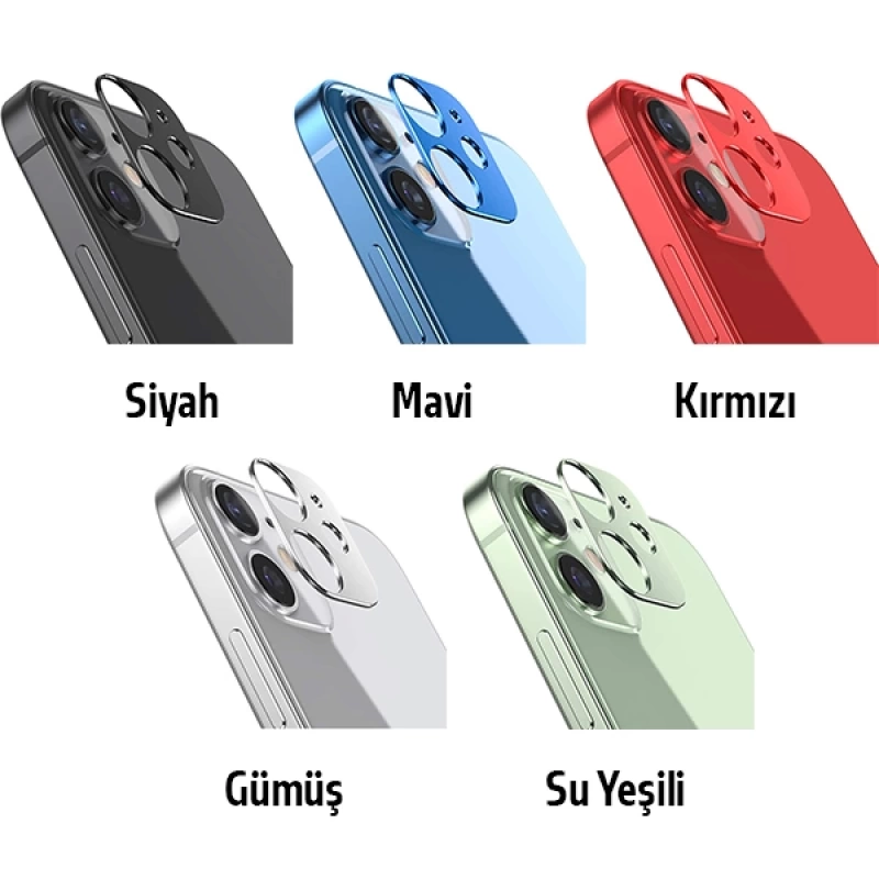 İPhone 12 Mini 3D Metal Kamera Koruyucu Metal Lens