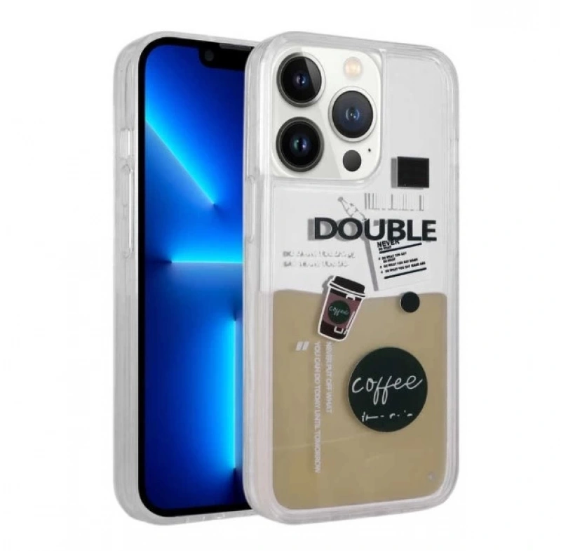 iPhone 13 Pro Max şeffaf sulu kılıf - Latte