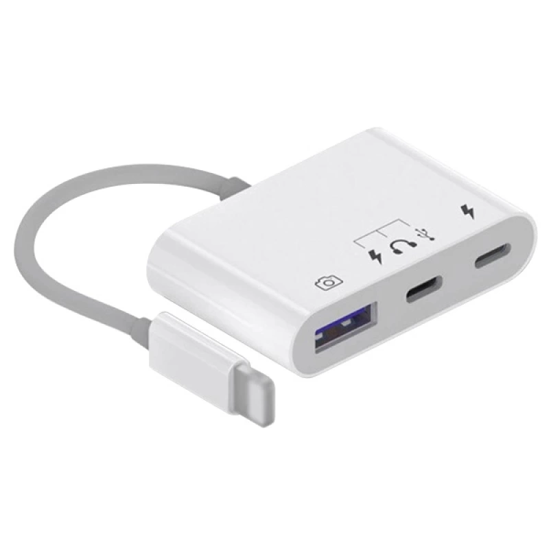 İPhone-Otg Hub -Usb Type C To Kulaklık ve Usb Kamera Okuyucu Otg