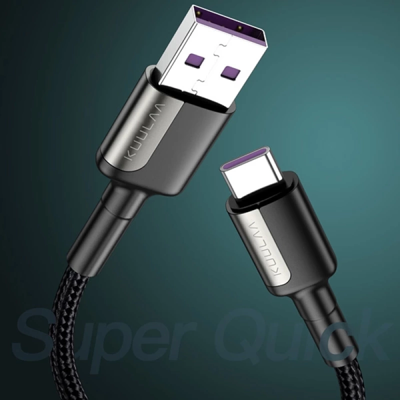 KUULAA 2M 5A Flash Şarj USB-Type C Supercharge Hızlı Şarj Kablosu