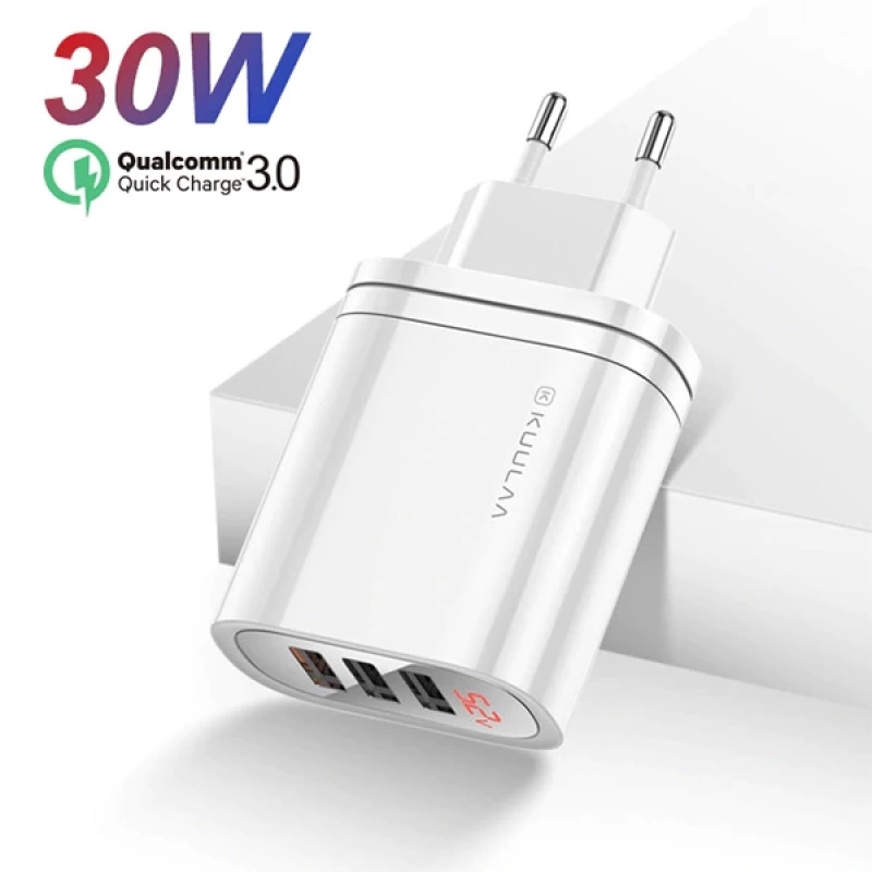 KUULAA Mirror 3 Usb QC3.0+PD 30W Hızlı Şarj Dijital Ekran Şarj Başlık