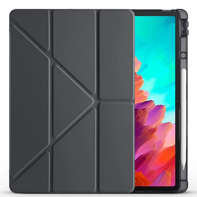 Lenovo Idea Tab Pro 12.7 TB-373FU Kılıf Zore Tri Folding Kalem Bölmeli Standlı Kılıf