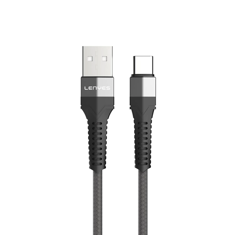 Lenyes LC987 USB-A to Type-C Hızlı Şarj Özellikli Örgülü Data ve Şarj Kablosu 1M 2.4A