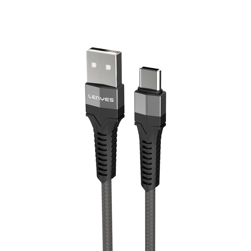 Lenyes LC987 USB-A to Type-C Hızlı Şarj Özellikli Örgülü Data ve Şarj Kablosu 1M 2.4A