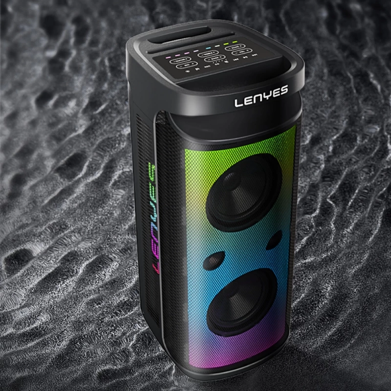 Lenyes S882 Su Geçirmez Mikrofonlu Çoklu Giriş RGB Işıklı TWS Karaoke FM Bluetooth Hoparlör v5.3