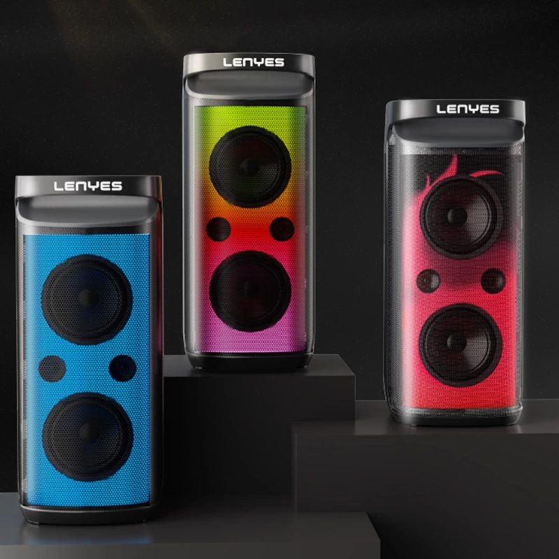 Lenyes S882 Su Geçirmez Mikrofonlu Çoklu Giriş RGB Işıklı TWS Karaoke FM Bluetooth Hoparlör v5.3