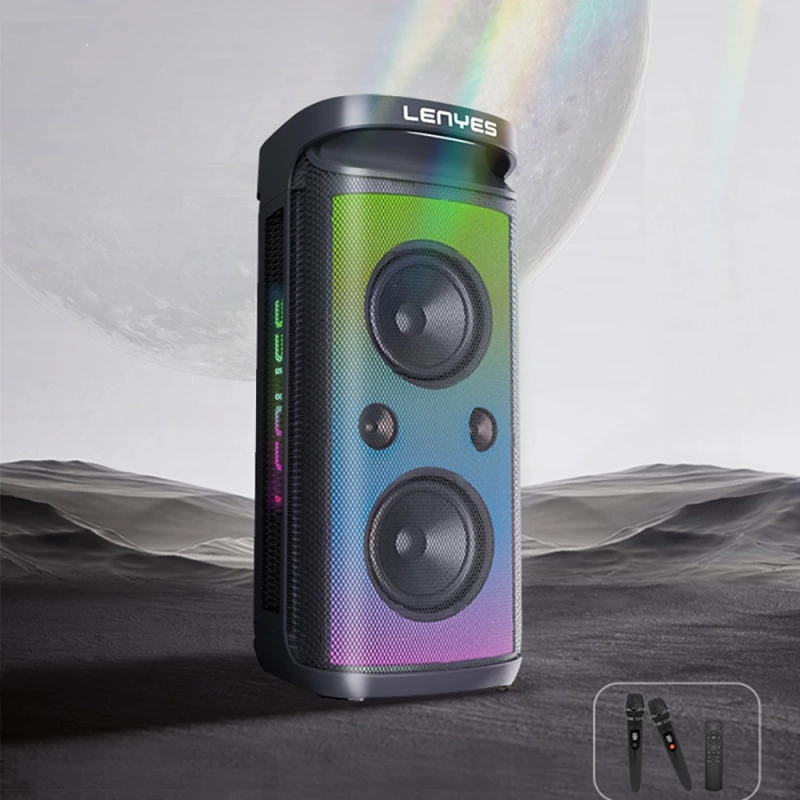 Lenyes S882 Su Geçirmez Mikrofonlu Çoklu Giriş RGB Işıklı TWS Karaoke FM Bluetooth Hoparlör v5.3