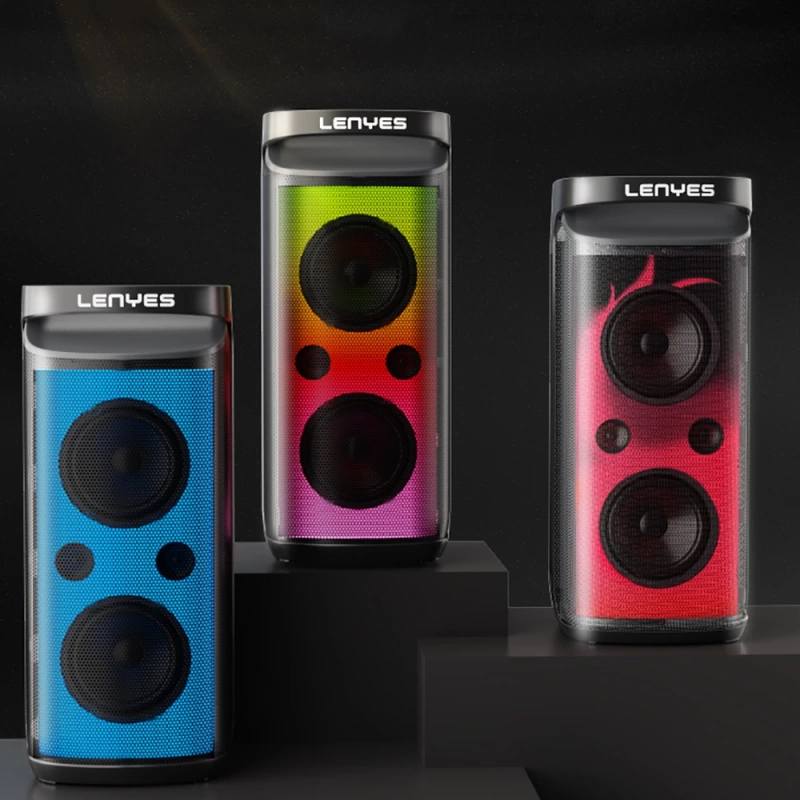 Lenyes S883 Su Geçirmez Tekerlekli Mikrofonlu Çoklu Giriş RGB Işıklı TWS Karaoke FM Bluetooth Hoparlör v5.3