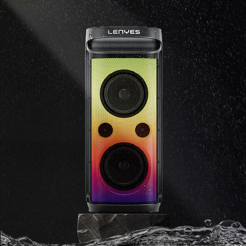 Lenyes S883 Su Geçirmez Tekerlekli Mikrofonlu Çoklu Giriş RGB Işıklı TWS Karaoke FM Bluetooth Hoparlör v5.3