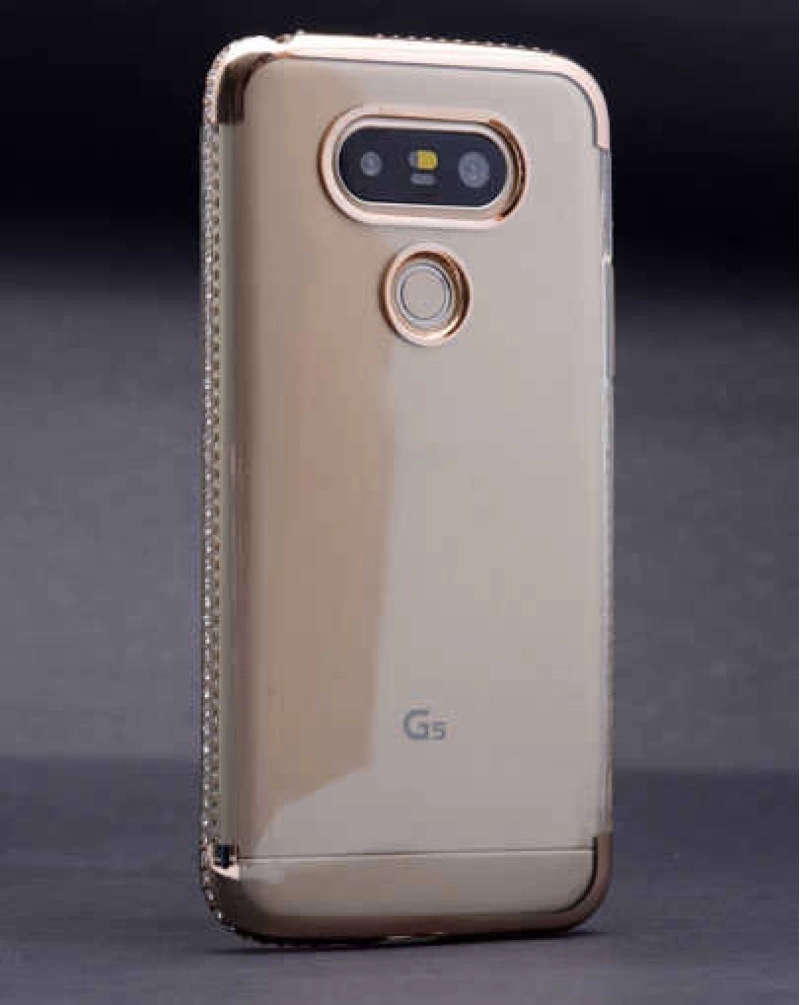 LG G5 Kılıf Zore Kenarı Tek Sıra Taşlı Silikon