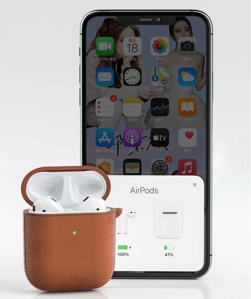 More TR Apple Airpods Kılıf Wiwu Calfskin Kılıf