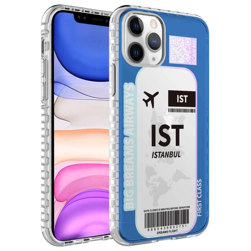 More TR Apple iPhone 11 Pro Max Kılıf Airbag Kenarlı Renkli Desenli Silikon Zore Elegans Kapak