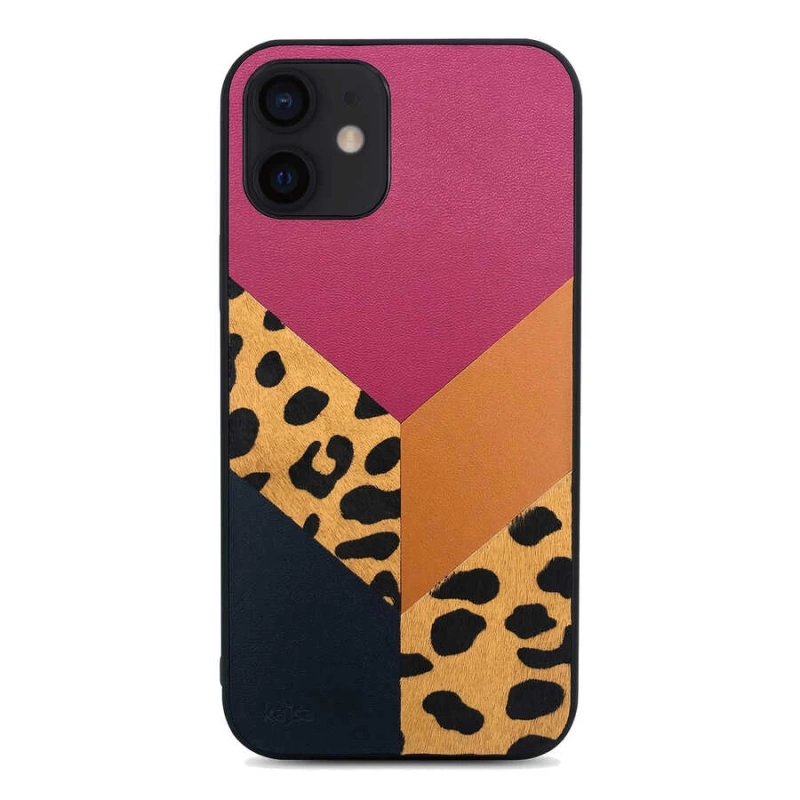 More TR Apple iPhone 12 Kılıf Kajsa Glamorous Serisi Leopard Combo Kapak