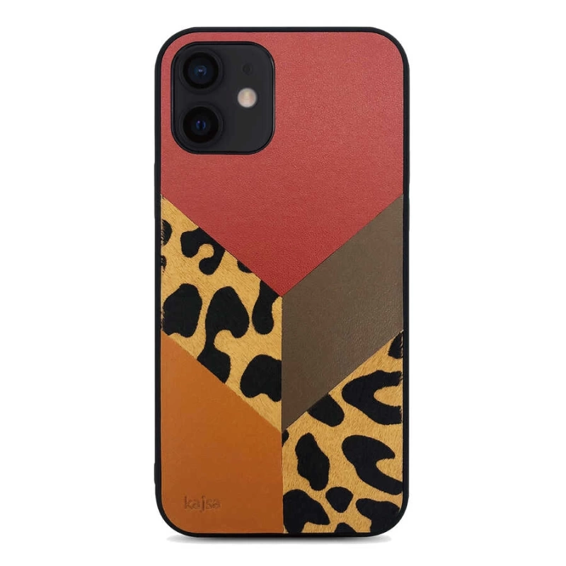 More TR Apple iPhone 12 Kılıf Kajsa Glamorous Serisi Leopard Combo Kapak