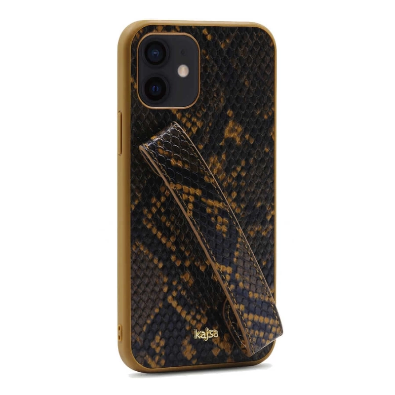 More TR Apple iPhone 12 Kılıf Kajsa Glamorous Serisi Snake Handstrap Kapak