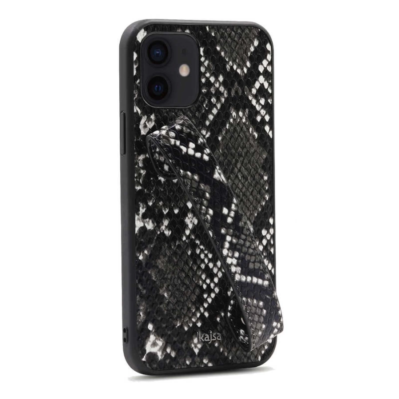 More TR Apple iPhone 12 Kılıf Kajsa Glamorous Serisi Snake Handstrap Kapak