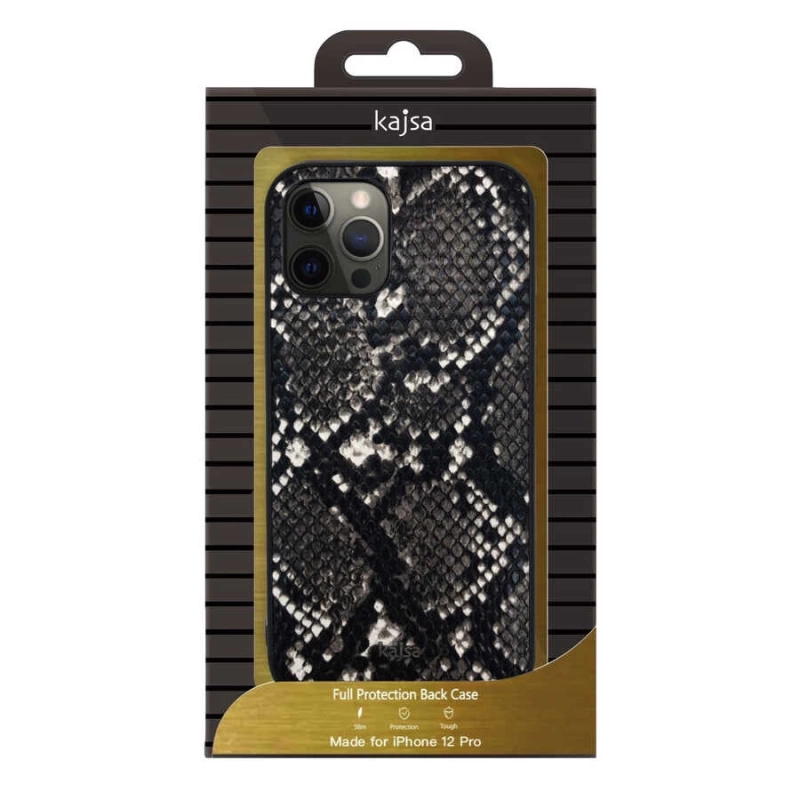 More TR Apple iPhone 12 Kılıf Kajsa Glamorous Serisi Snake Pattern Kapak