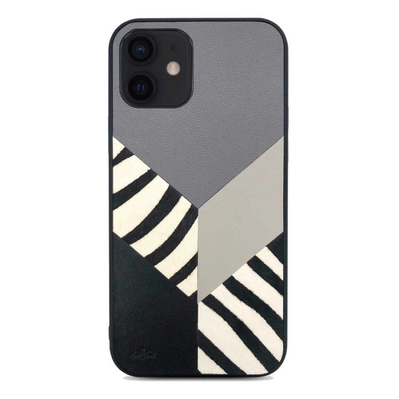 More TR Apple iPhone 12 Kılıf Kajsa Glamorous Serisi Zebra Combo Kapak