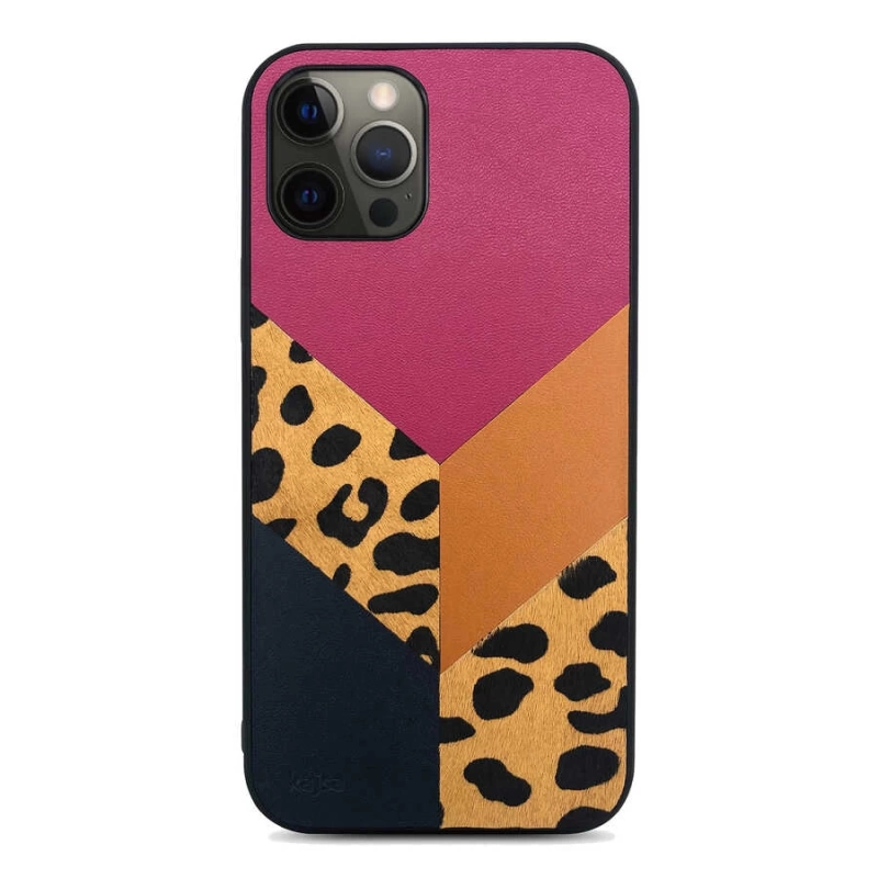 More TR Apple iPhone 12 Pro Kılıf Kajsa Glamorous Serisi Leopard Combo Kapak