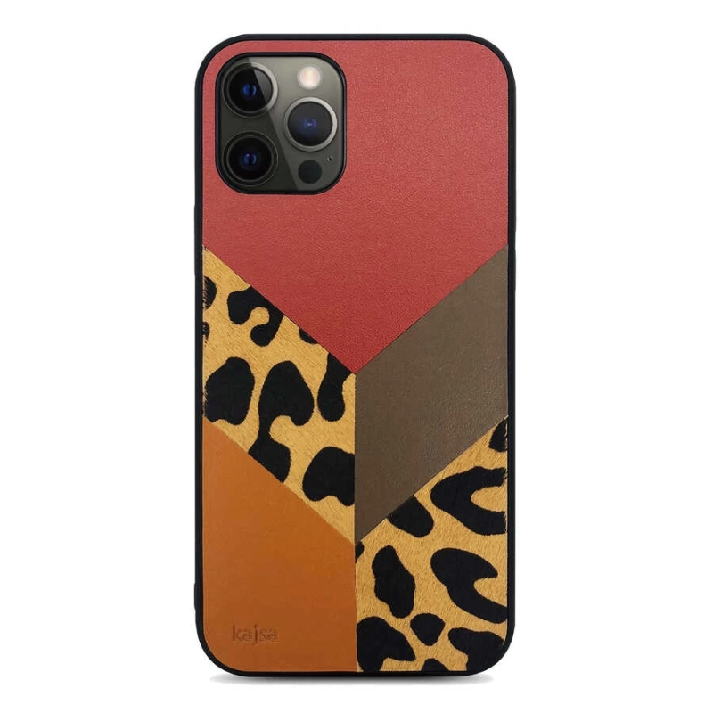 More TR Apple iPhone 12 Pro Kılıf Kajsa Glamorous Serisi Leopard Combo Kapak