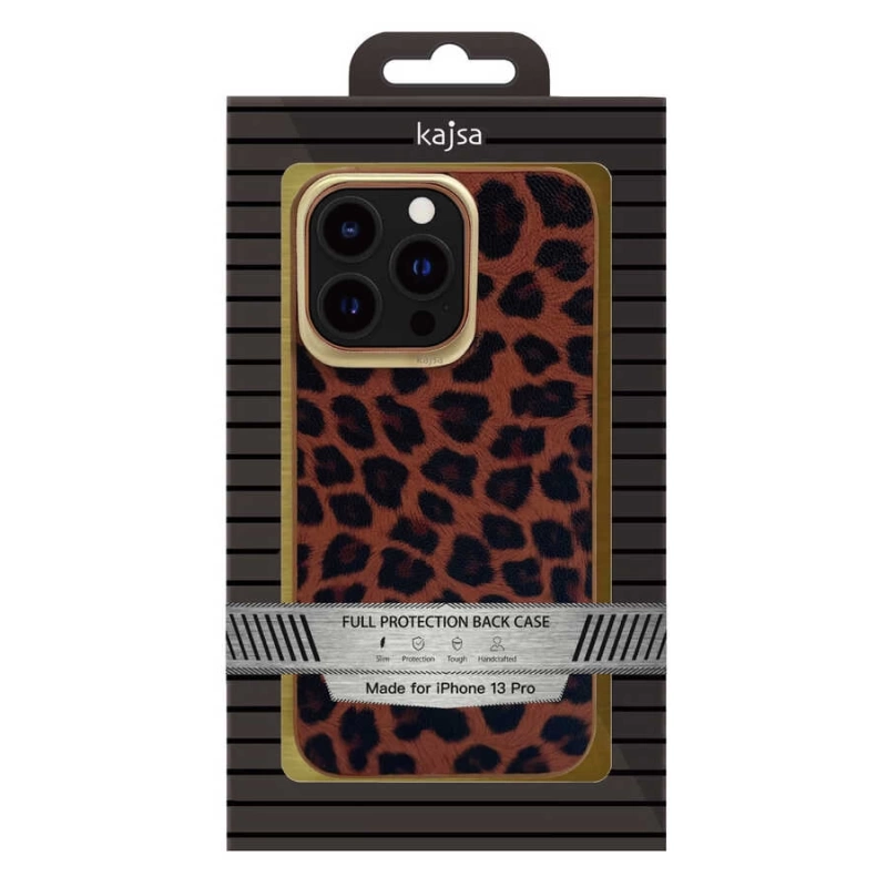 More TR Apple iPhone 13 Kılıf Kajsa Glamorous Serisi Leopard Combo Kapak