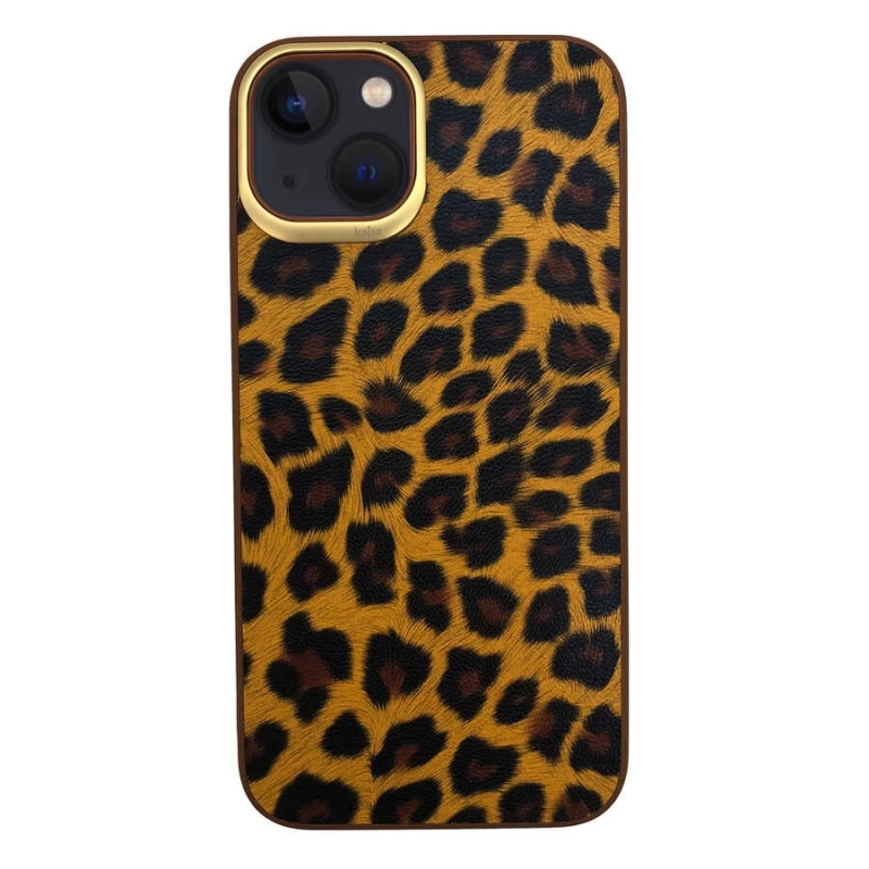 More TR Apple iPhone 13 Kılıf Kajsa Glamorous Serisi Leopard Combo Kapak