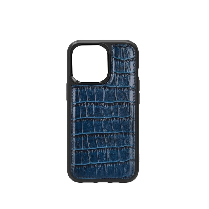 More TR Apple iPhone 13 Kılıf Wiwu Croco Pattern Calfskin Orjinal Deri Kapak